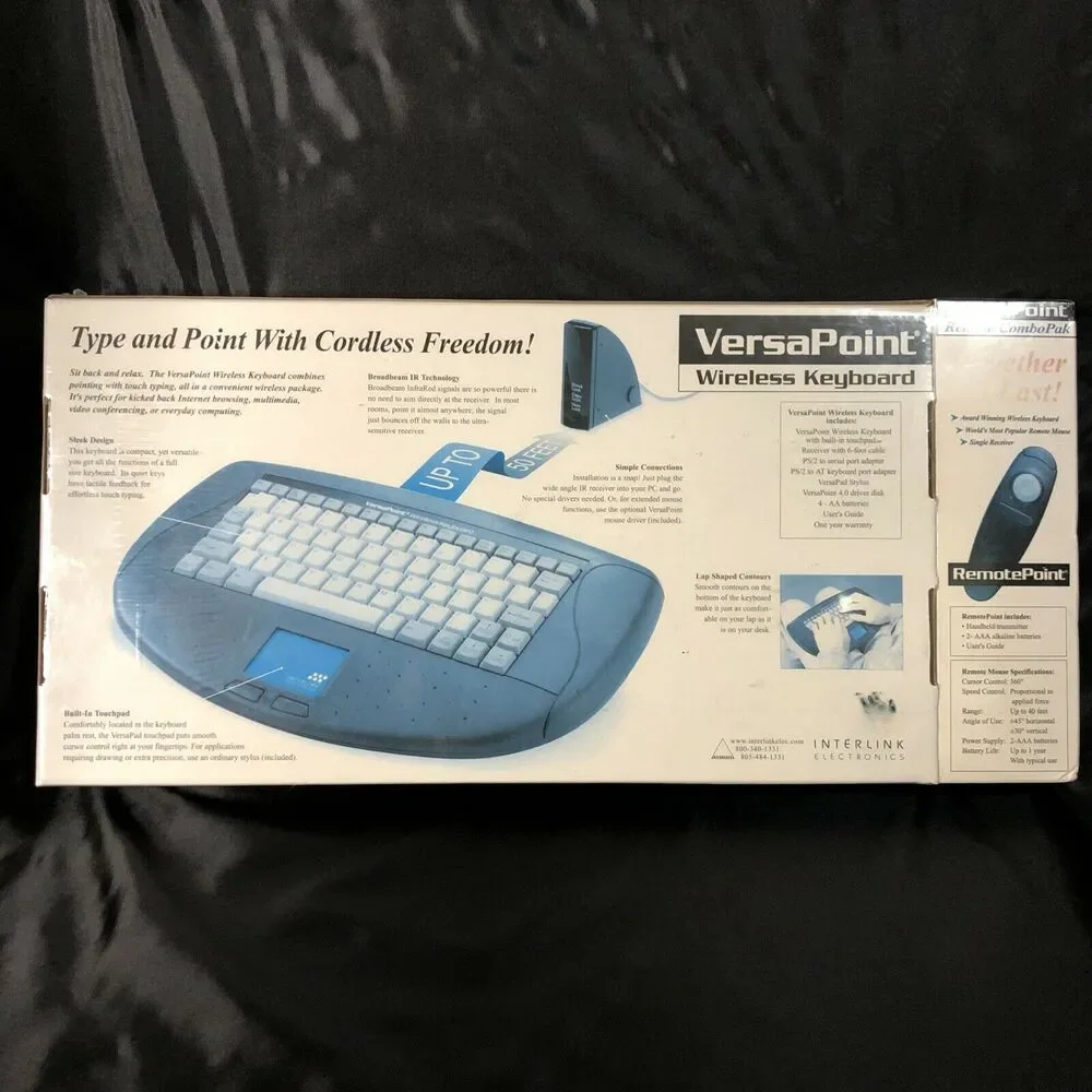 Wireless Keyboard & Remote Mouse Black & Gray Versapoint Remote Combo Pak NEW